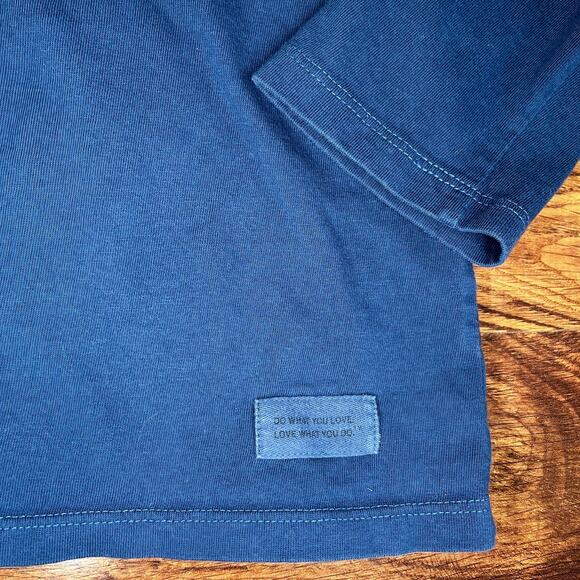 Life Is Good Blue Long Sleeve V Neck Shirt Peace Joyful Beautiful Womens Size M - Picture 4 of 4